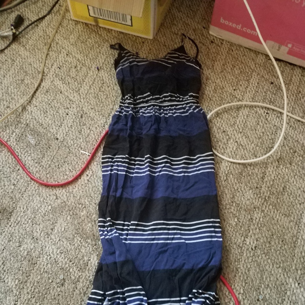High low blue black white dress size small